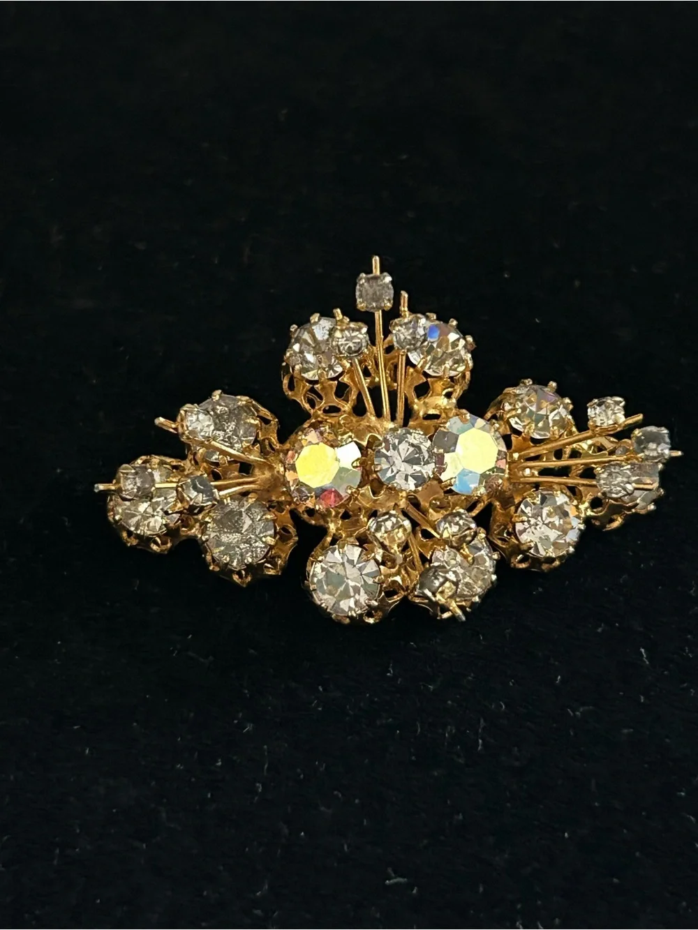 Vintage Austrian AB Crystal Spray/Sputnik Brooch Signed Made in Austria